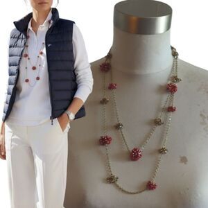 Talbots Red and Gold Berry Clusters Floral Necklace